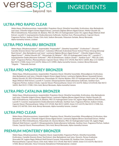 Spray tan Ingredients Spray tan Ingredients